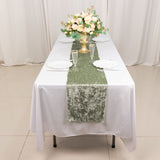 Experience Timeless Opulence with the Sage Green Crushed Velvet Table Runner